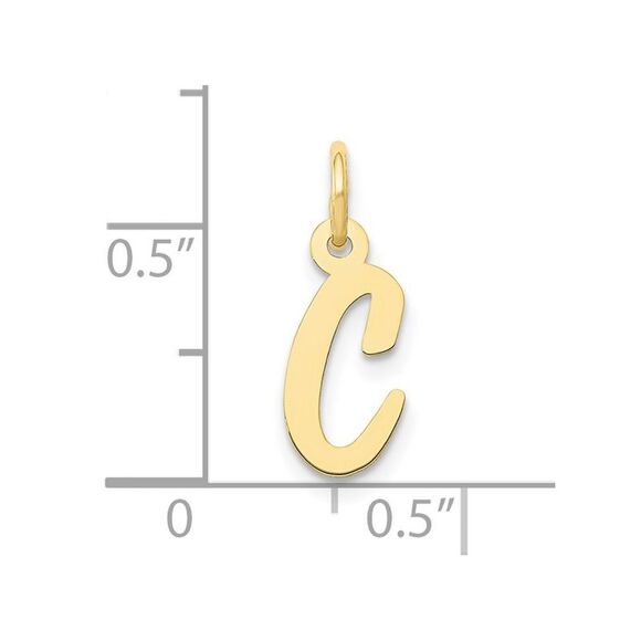10k Yellow Gold Small Script Initial C Charm - Picture 3 of 4